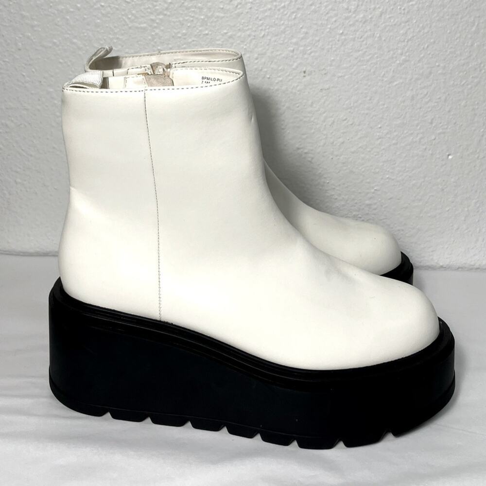New Bp. Milo White Faux Leather Zip Up Platform Ankle Boots size‎ 7.5 marten